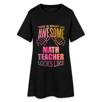 Mathe - Frauen T-Shirt-Kleid - Schwarz - Vorne