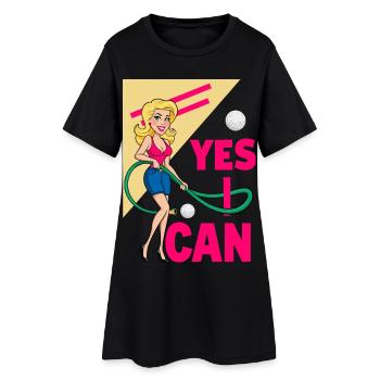 Golfball und Gartenschlauch saugen - Frauen T-Shirt-Kleid - Schwarz - Vorne