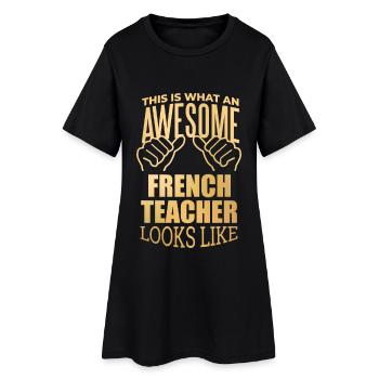 Français - Robe T-shirt Femme - noir - Devant