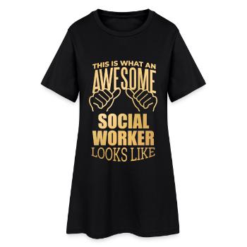 travailleur social - Robe T-shirt Femme - noir - Devant