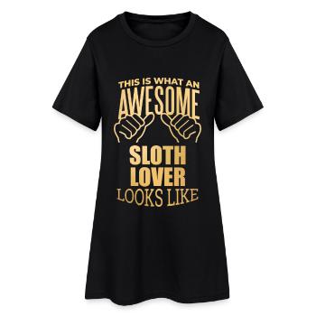 Faultier - Frauen T-Shirt-Kleid - Schwarz - Vorne