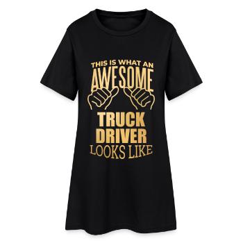 Chauffeur de camion Chauffeur de camion Chauffeur de camion - Robe T-shirt Femme - noir - Devant