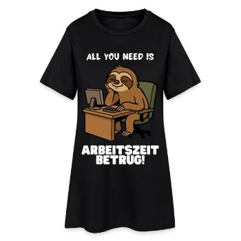Arbeitszeitbetrug Faultier - Frauen T-Shirt-Kleid - Schwarz - Vorne