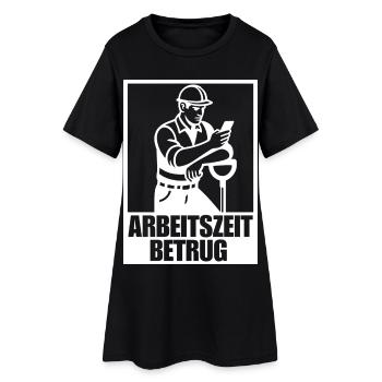 Arbeitszeitbetrug Shirt – Bauarbeiter am Handy - Frauen T-Shirt-Kleid - Schwarz - Vorne