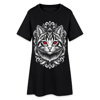 Chat gothique aux yeux violets - Chaton mignon - Robe T-shirt Femme - noir - Devant