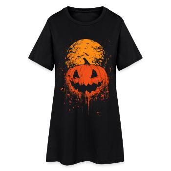 Halloween Citrouille & Lune de Sang – Design effrayant - Robe T-shirt Femme - noir - Devant