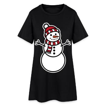 bonhomme de neige - Robe T-shirt Femme - noir - Devant