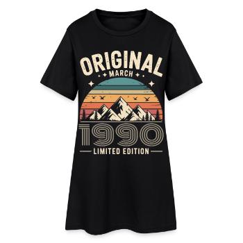 Vintage Born in March 1990 Original 36 years ago - Women’s T-Shirt Dress - black - Front