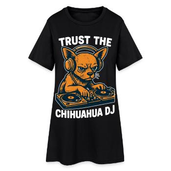 Cadeau des casques pour platines rétro du DJ Chihuahua - Robe T-shirt Femme - noir - Devant