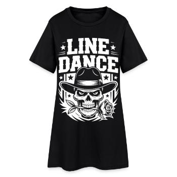 Line Dance Skelett mit Rose - Frauen T-Shirt-Kleid - Schwarz - Vorne