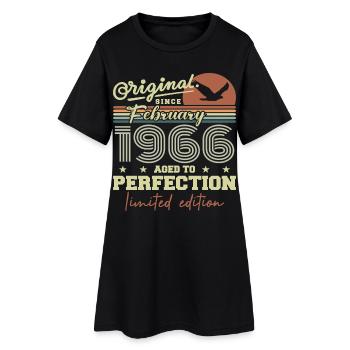 Anniversaire février 1966 - Robe T-shirt Femme - noir - Devant