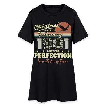 Anniversaire février 1981 - Robe T-shirt Femme - noir - Devant