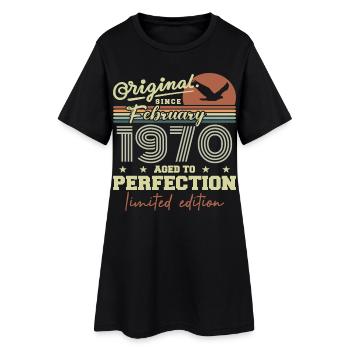 Anniversaire février 1970 - Robe T-shirt Femme - noir - Devant