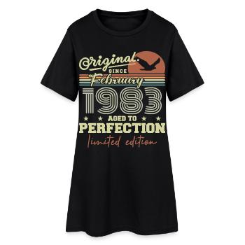 Anniversaire février 1983 - Robe T-shirt Femme - noir - Devant