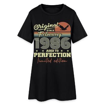 Anniversaire février 1986 - Robe T-shirt Femme - noir - Devant