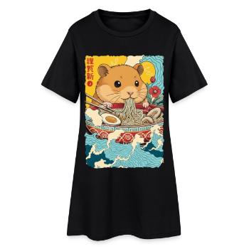 Hamster Ramen Nouilles, Art japonais Anime - Robe T-shirt Femme - noir - Devant