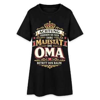 Achtung Majestät Oma Betritt Den Raum - Frauen T-Shirt-Kleid - Schwarz - Vorne