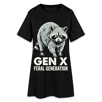 Vintage Raccoon Gen X Feral Generation - Frauen T-Shirt-Kleid - Schwarz - Vorne