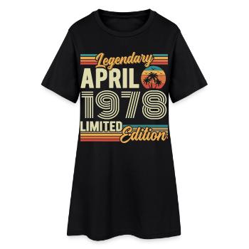 April 1978 48th Anniversary Gift - April 1978 - Women’s T-Shirt Dress - black - Front