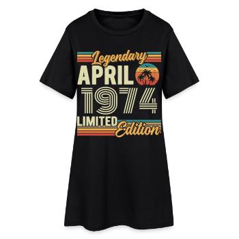 Avril 1974 Cadeau 52e Anniversaire - April 1974 - Robe T-shirt Femme - noir - Devant