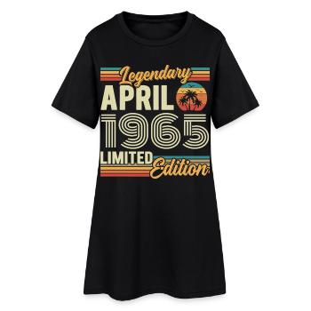 Avril 1965 Cadeau 61e Anniversaire - April 1965 - Robe T-shirt Femme - noir - Devant