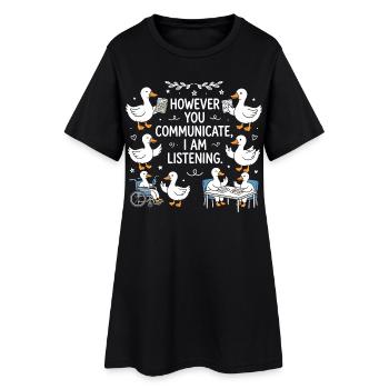 Peu importe votre voix, je reste à l'écoute - Robe T-shirt Femme - noir - Devant