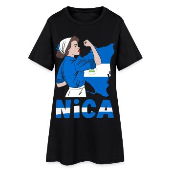 Fierté et Foyer du drapeau du Nicaragua - Robe T-shirt Femme - noir - Devant