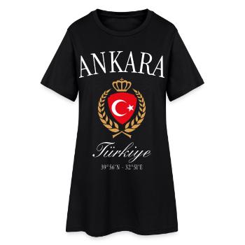 Ankara Türkei Wappen Krone – Reise Souvenir - Frauen T-Shirt-Kleid - Schwarz - Vorne
