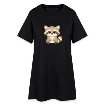 Illustration de raton laveur câlin - Robe T-shirt Femme - noir - Devant