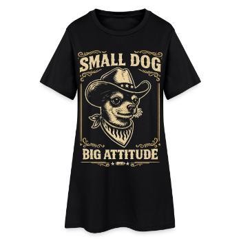 Petit Chien, Grande Attitude – Style Cowboy Vintag - Robe T-shirt Femme - noir - Devant