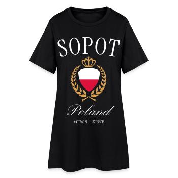 Sopot Polen Wappen Krone – Reise Souvenir - Frauen T-Shirt-Kleid - Schwarz - Vorne