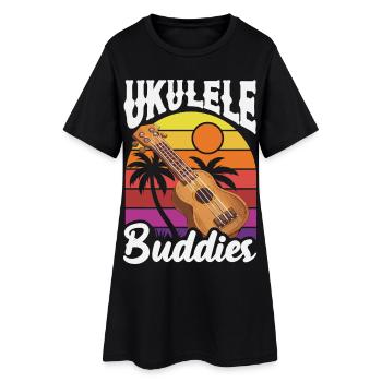 Ukulélé Retro Buddies Musicien hawaïen vintage - Robe T-shirt Femme - noir - Devant