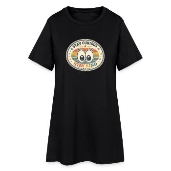 Reste curieux Reste gentil arc-en-ciel - Robe T-shirt Femme - noir - Devant