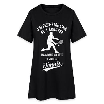 Tennis Humour dans Ma Tête Je joue au Tennis - Robe T-shirt Femme - noir - Devant