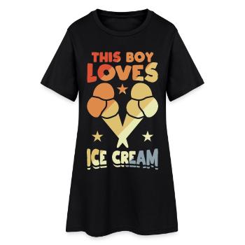 Dieser Junge liebt Eiscreme - Frauen T-Shirt-Kleid - Schwarz - Vorne