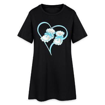 Blue Heart with Baby Shoes for Boys - Women’s T-Shirt Dress - black - Front
