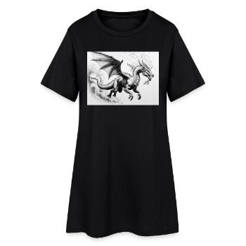 Dragon déterminé avec des ailes de feu - Robe T-shirt Femme - noir - Devant