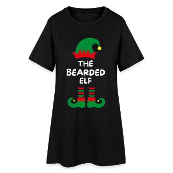 Der bärtige Elf. Lustiger Spruch zu Weihnachten - Frauen T-Shirt-Kleid - Schwarz - Vorne