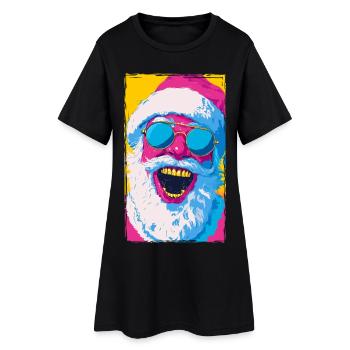 Père Noël Portrait Art de Noël - Robe T-shirt Femme - noir - Devant