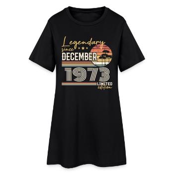 Cadeau 52e Anniversaire Décembre 1973 - Robe T-shirt Femme - noir - Devant