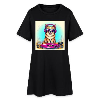 DJ Dog - Robe T-shirt Femme - noir - Devant