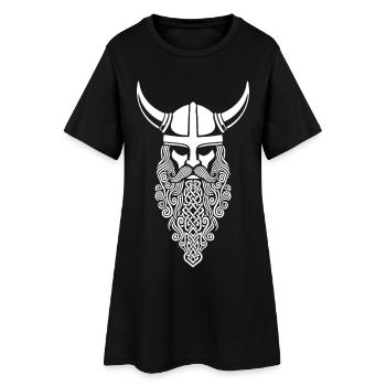 Viking Chief Braided Beard Mascot Norse Helmet - Women’s T-Shirt Dress - black - Front
