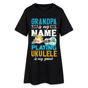 Grand-père, c’est mon nom. Jouer du ukulélé, c’est mon jeu. - Robe T-shirt Femme - noir - Devant