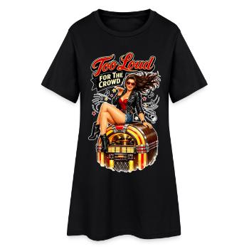 Pin-up rockabilly : trop bruyant pour la foule - Robe T-shirt Femme - noir - Devant