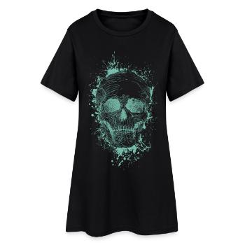 Schädel - Frauen T-Shirt-Kleid - Schwarz - Vorne