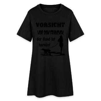 Vorsicht vor dem Frauchen - Frauen T-Shirt-Kleid - Schwarz - Vorne