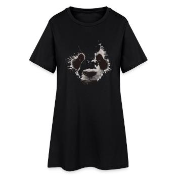 Panda Gesicht - Frauen T-Shirt-Kleid - Schwarz - Vorne