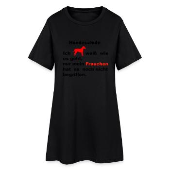 Hund mit Frauchen in der Hundeschule - Frauen T-Shirt-Kleid - Schwarz - Vorne