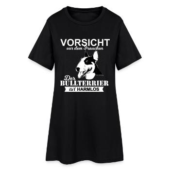 vorsicht vor dem frauchen Bullterrier - Frauen T-Shirt-Kleid - Schwarz - Vorne