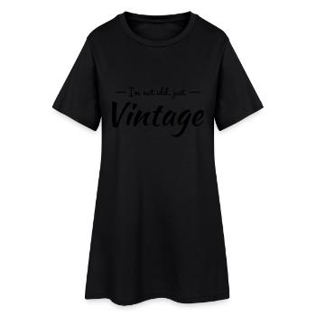 I'm not old, just vintage - Frauen T-Shirt-Kleid - Schwarz - Vorne